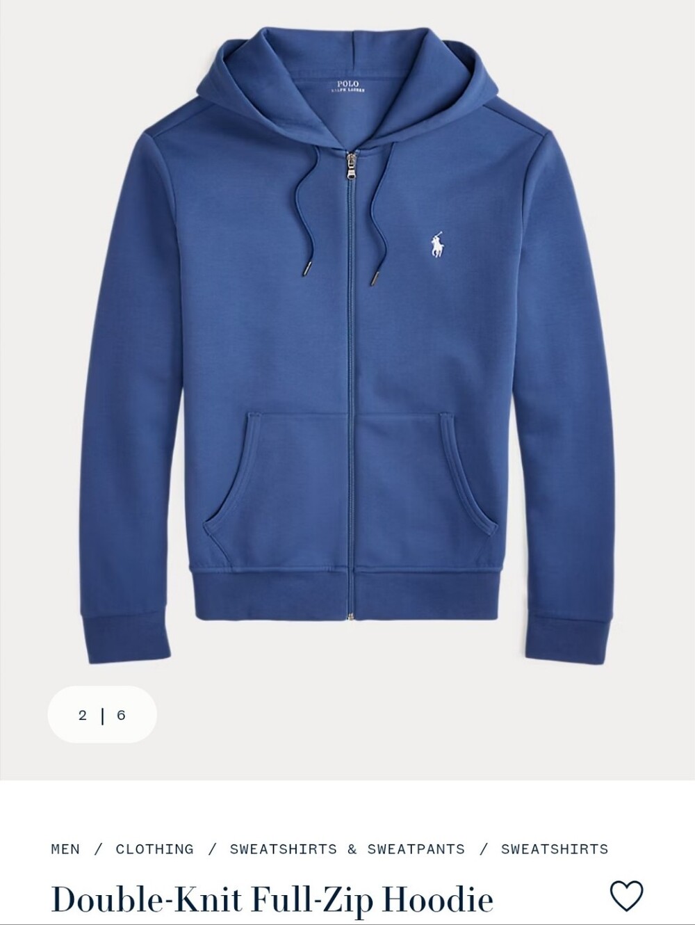 Polo by Ralph Lauren Heathered Navy Full-Zip Hoodie Size XXL - Picture 2 of 12